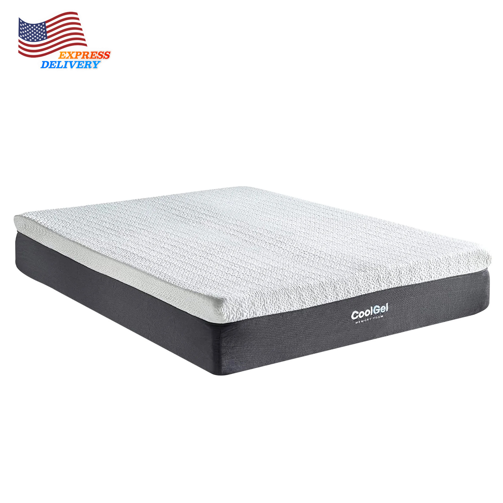 12″ King Medium Tight Top Gel Memory Foam Mattress Grey FREE SHIPPING USA