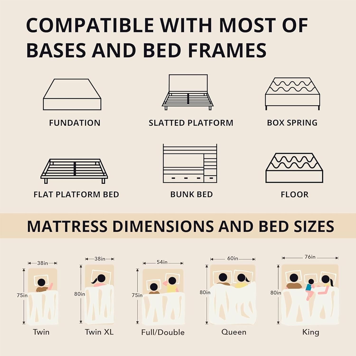 EGOHOME Hybrid Mattress, Memory Foam Pocket Spring Mattress for