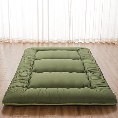 Japanese Floor Mattress, Futon Twin（80″L x 39″W） Green ( 4″th + Dust Cover ）