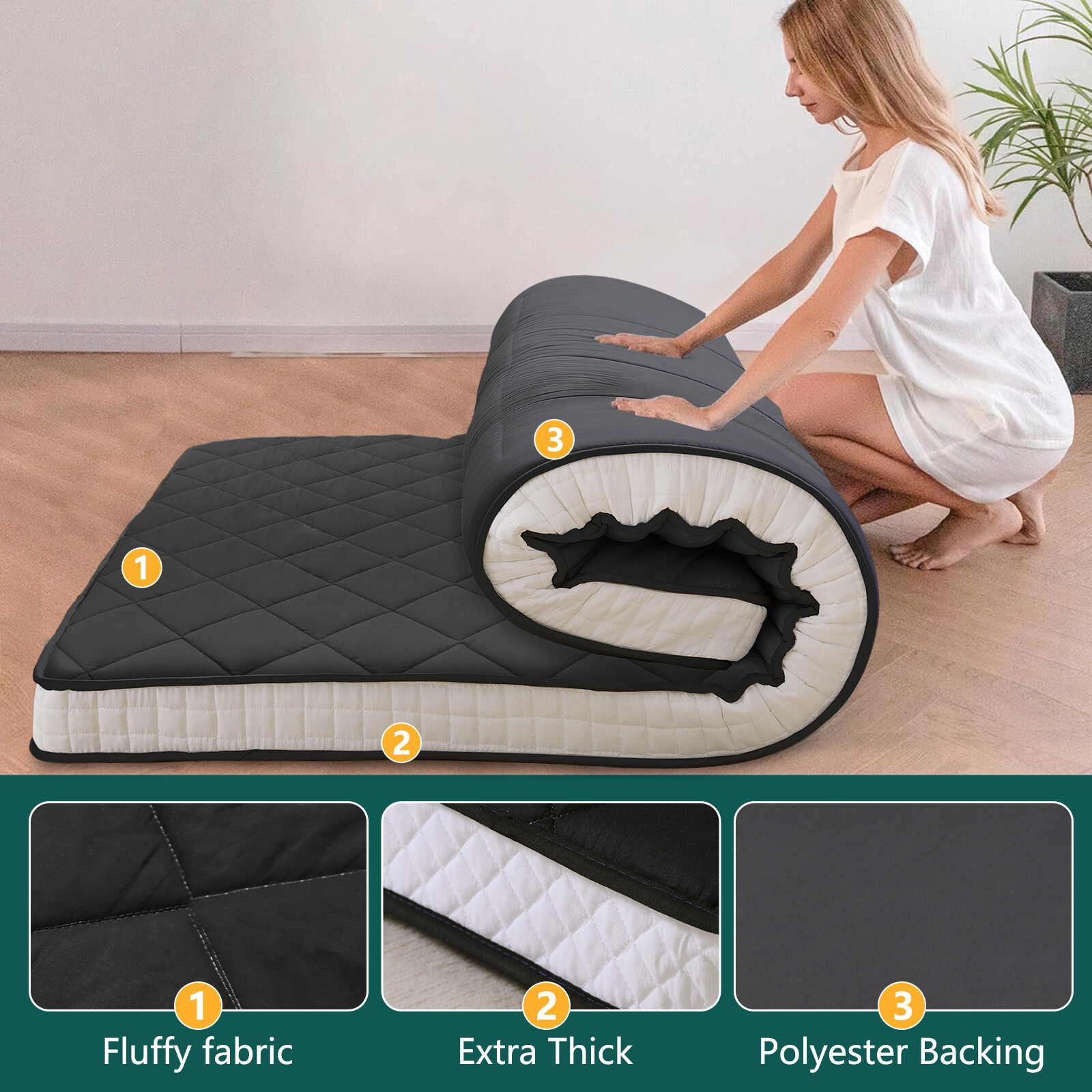 SUNYRISY Futon Mattress Upgrade Japanese Floor Mattress Mattress Topper,Folding