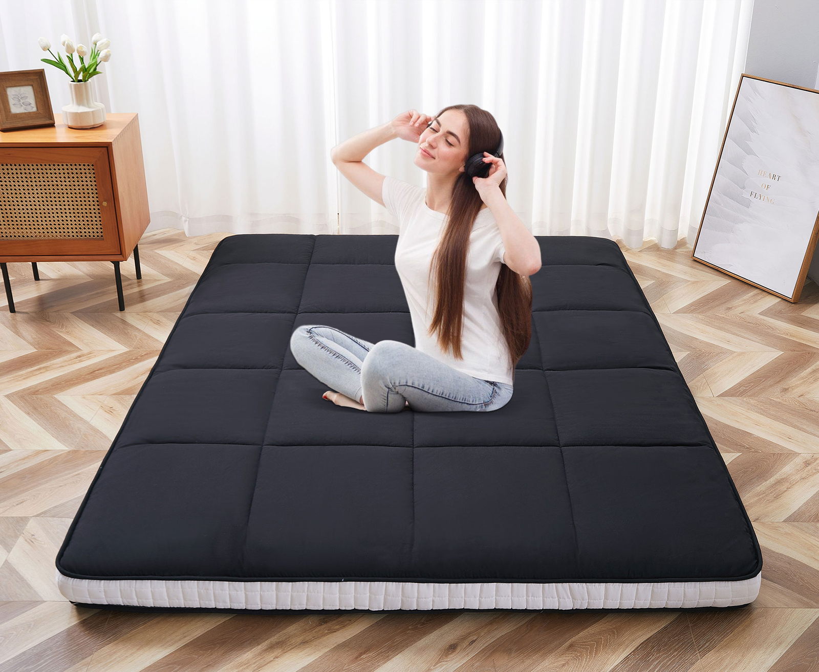 MOPHOTO Japanese Floor Mattress Futon Mattress 4” / 5” Thicken Tatami Mat Yoga