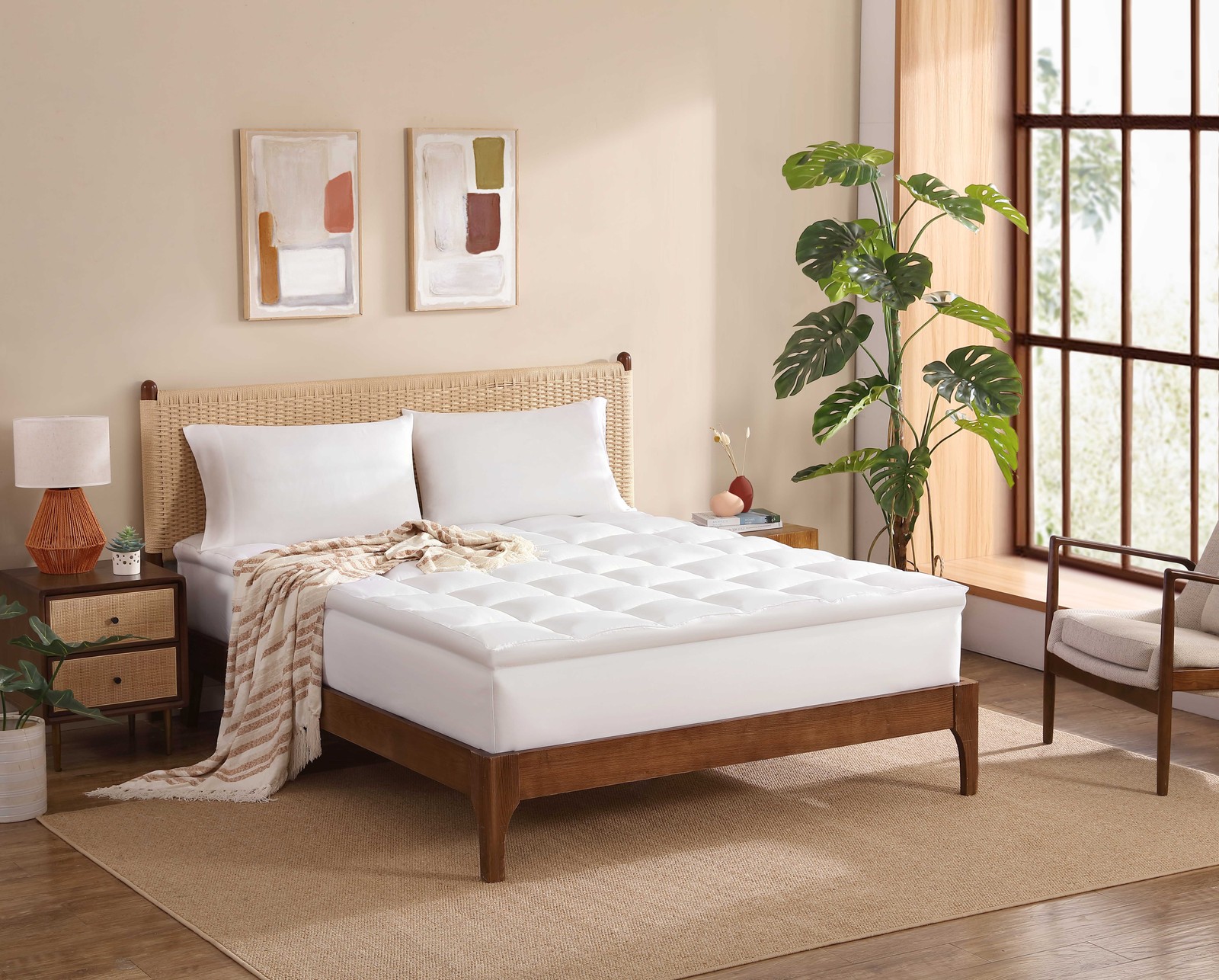 Allswell Ultra Plush Pillow Top Mattress Topper, King,Microfiber,NEW