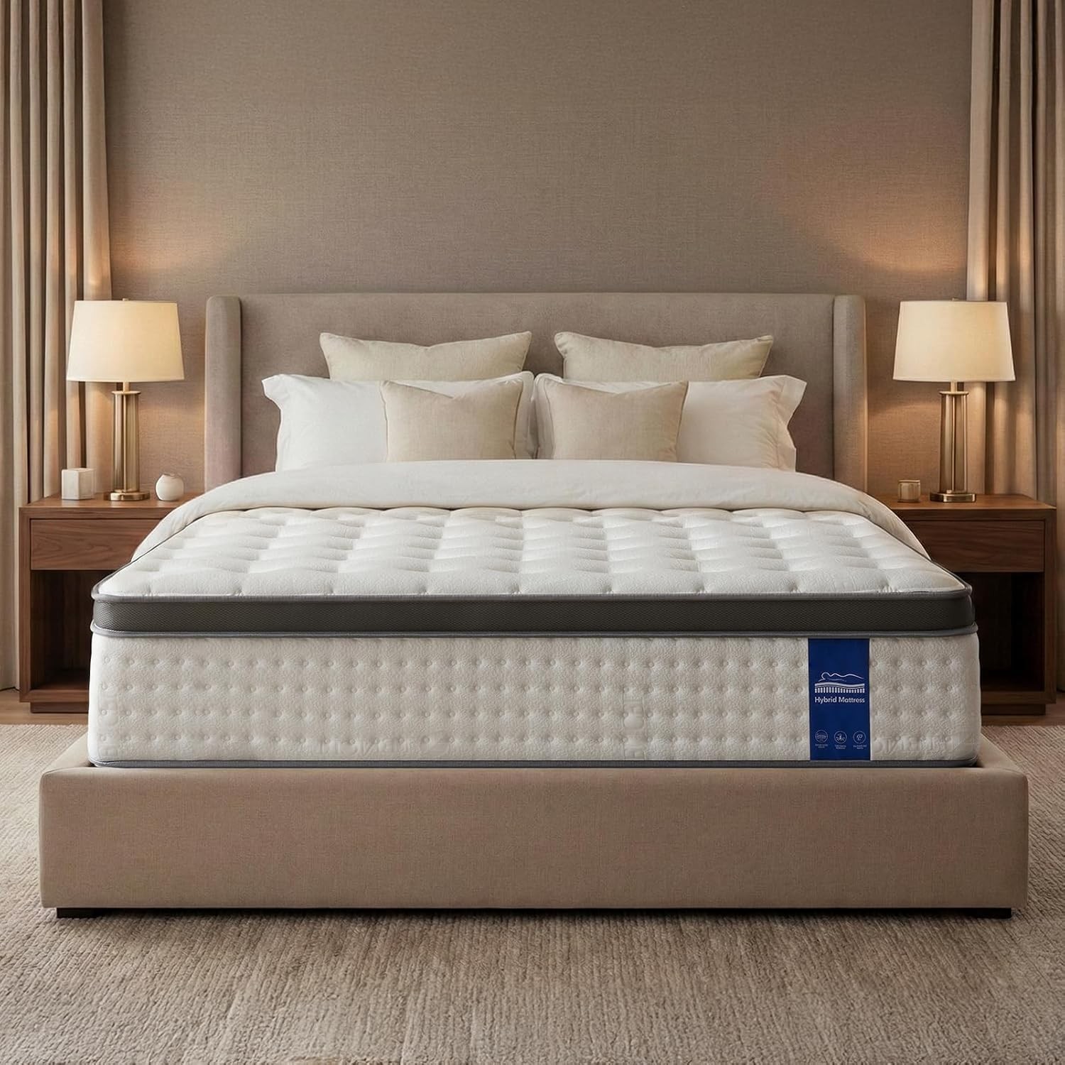 Queen Size 14-Inch Hybrid Mattress: Cooling Gel Memory Foam Medium Firm Support