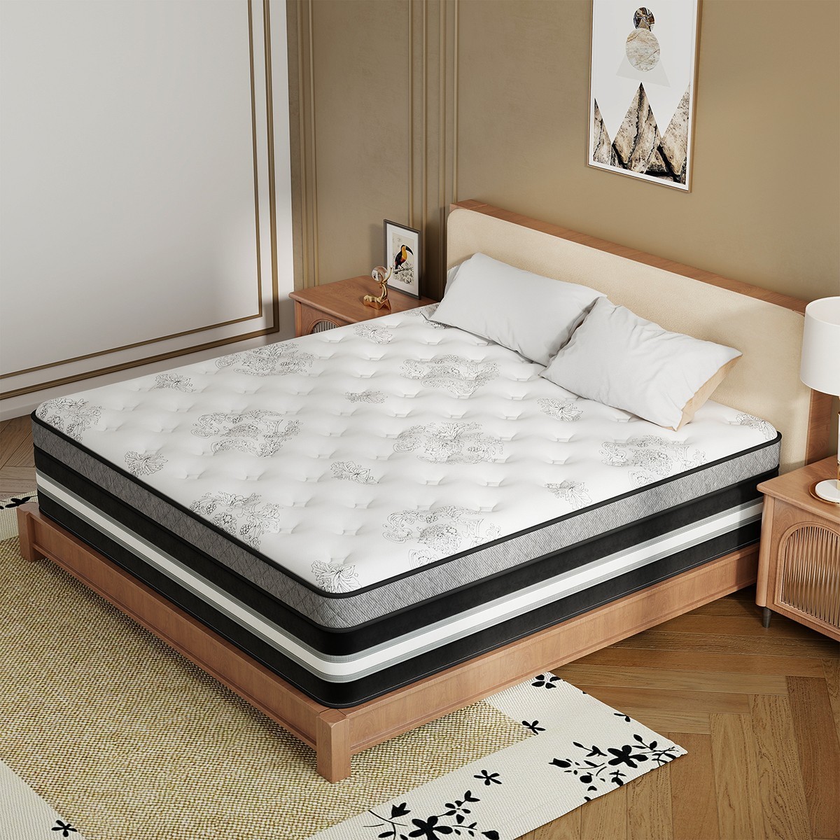 12″/14″ Queen Mattress in a Box Gel Memory Foam Hybrid Spring Twin Full King