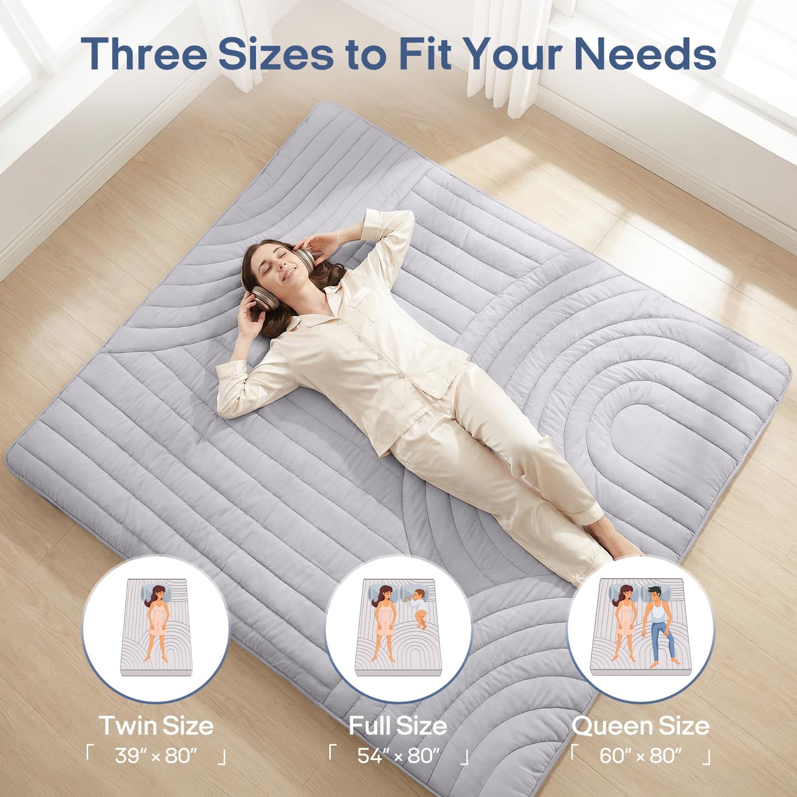 Japanese Floor Mattress Futon Mattress Twin Size, Thicken Roll Up Tatami Mat …