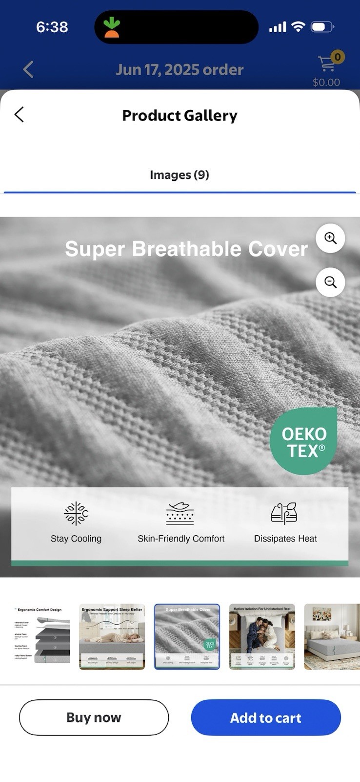 8″ Memory Foam Mattress Gray Ergonomic Cooling Breathable OEKO-TEX Non-slip