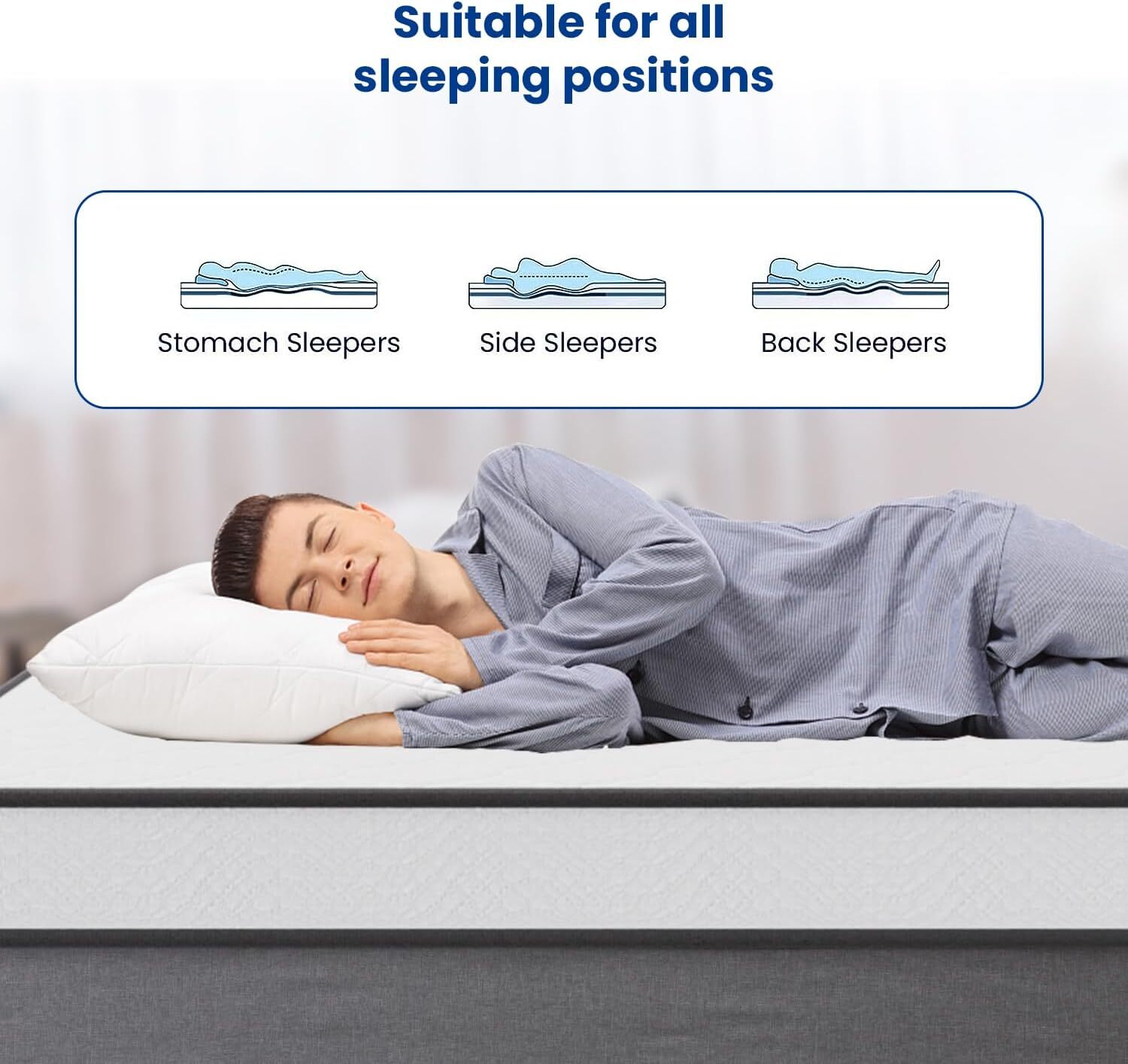 Hybrid Mattress with Innerspring and Foam/Fiberglass Free/Medium Firm Mattress