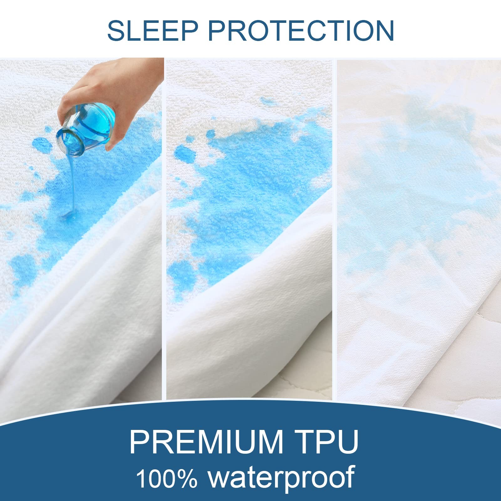 Twin Mattress Protector Waterproof Soft & Breathable Terry, Twin, White