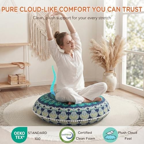 Meditation Floor Pillow Set of 2, Round 2 Count (Pack of 1) Round | Green