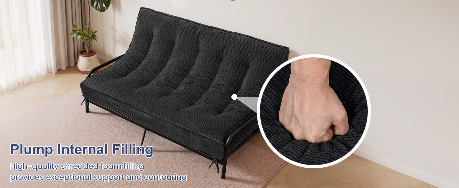 8 Inch Futon Mattr Full Size, Futon Floor Sofa Bed Foldable with Soft