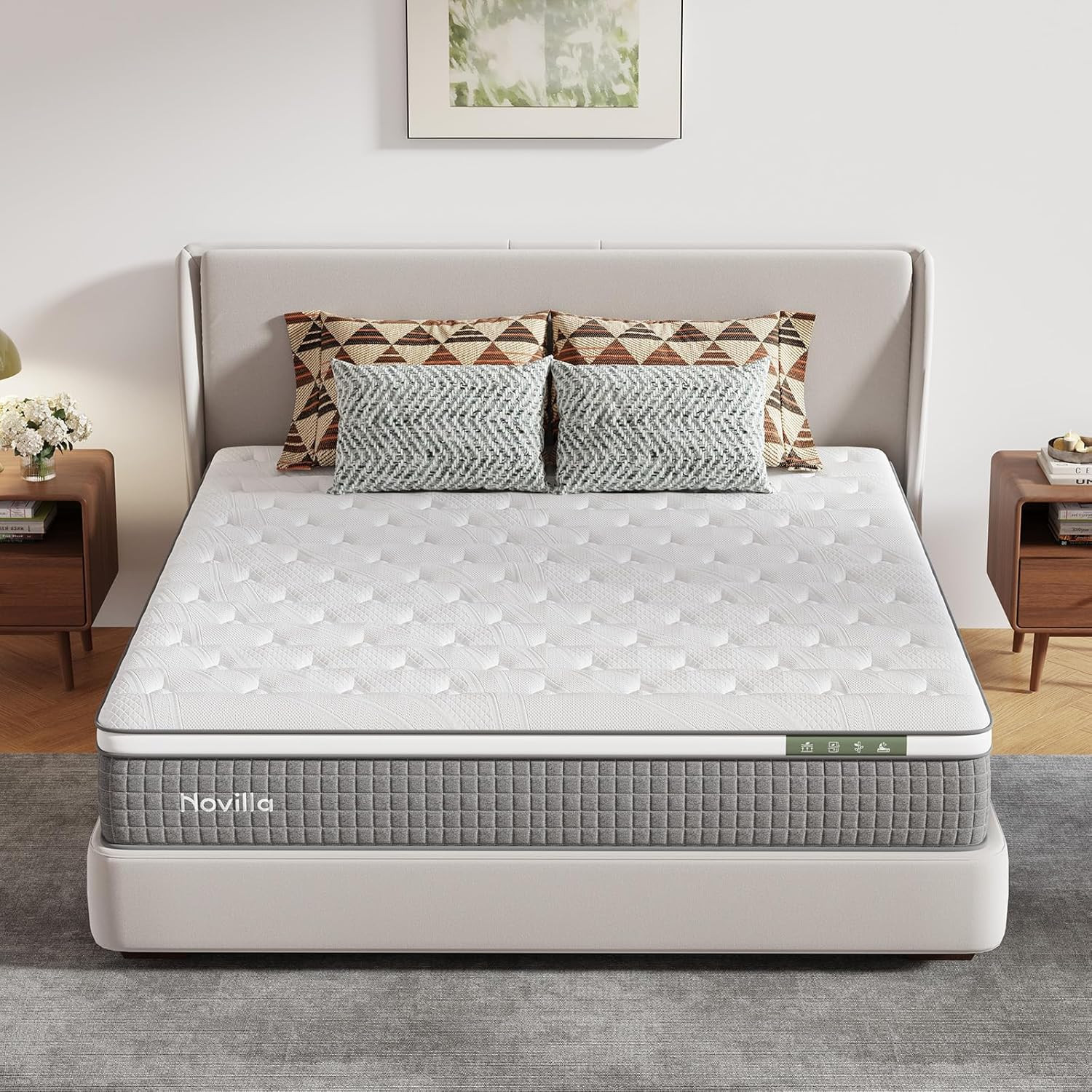 12″ Hybrid Full Mattress – Gel Memory Foam, Pocketed Coils, Cooling Fabric