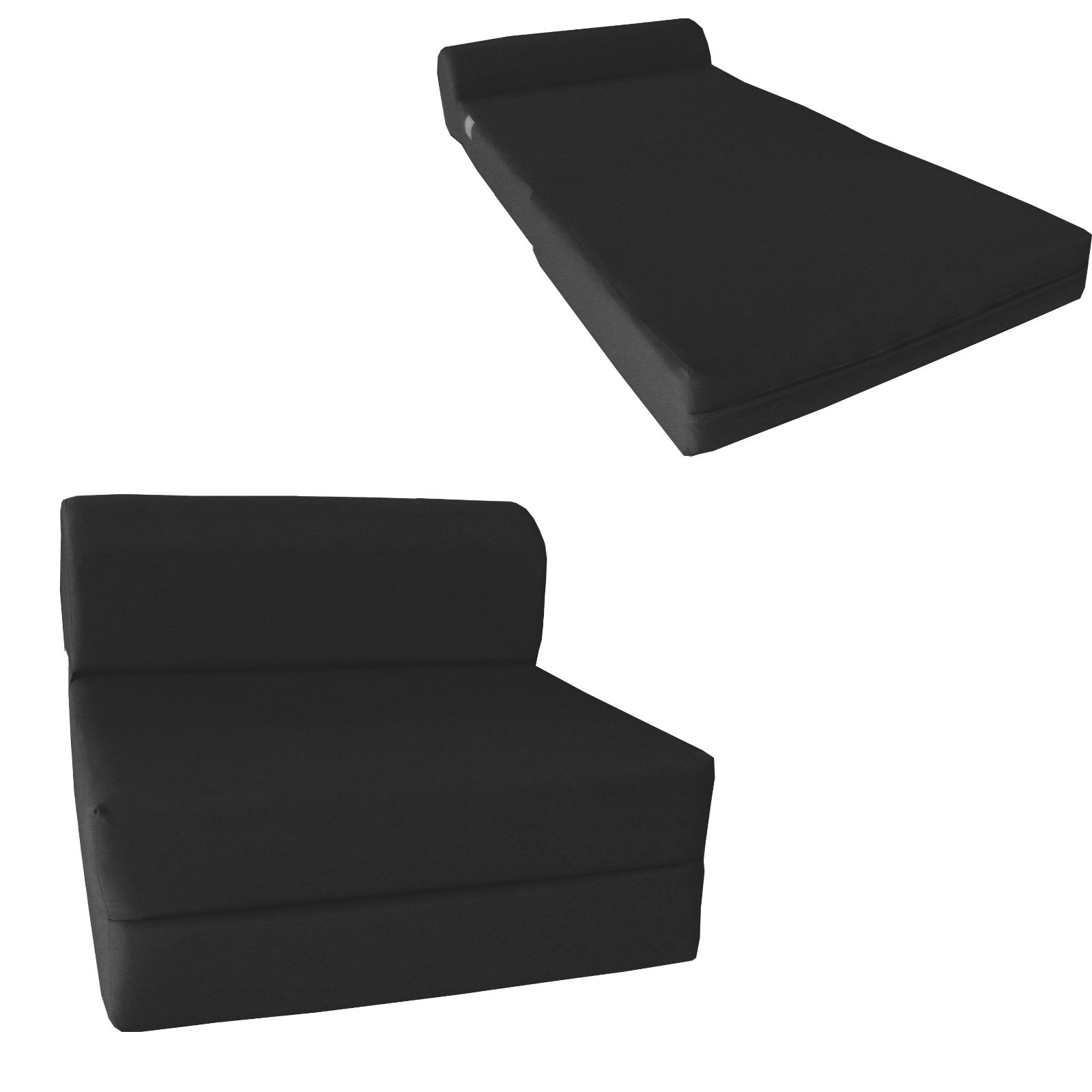 Full 6 x 48 x 72 Flip Chair Folding Foam Beds, Foldable Sofa Bed, Black