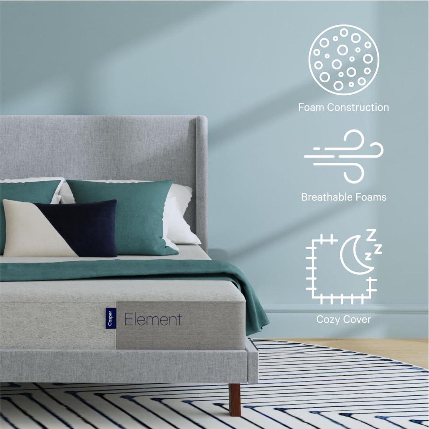 Casper Sleep Element, Queen Medium Firm Mattress – Memory Foam + Support – 10…