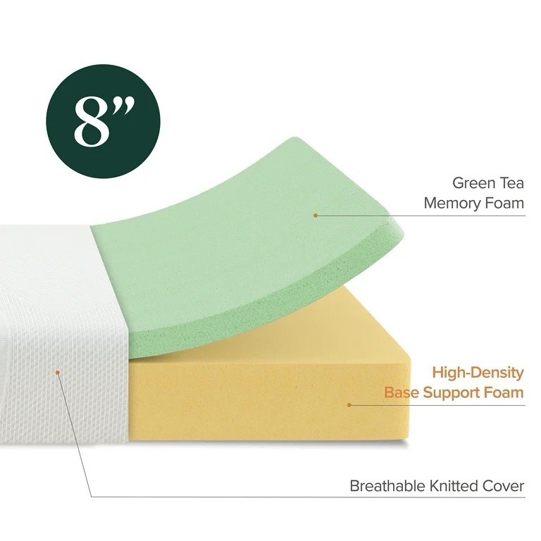 Spa Sensations 8″ Serenity Memory Foam Twin Mattress, Medium Firm, Pressure Rel…
