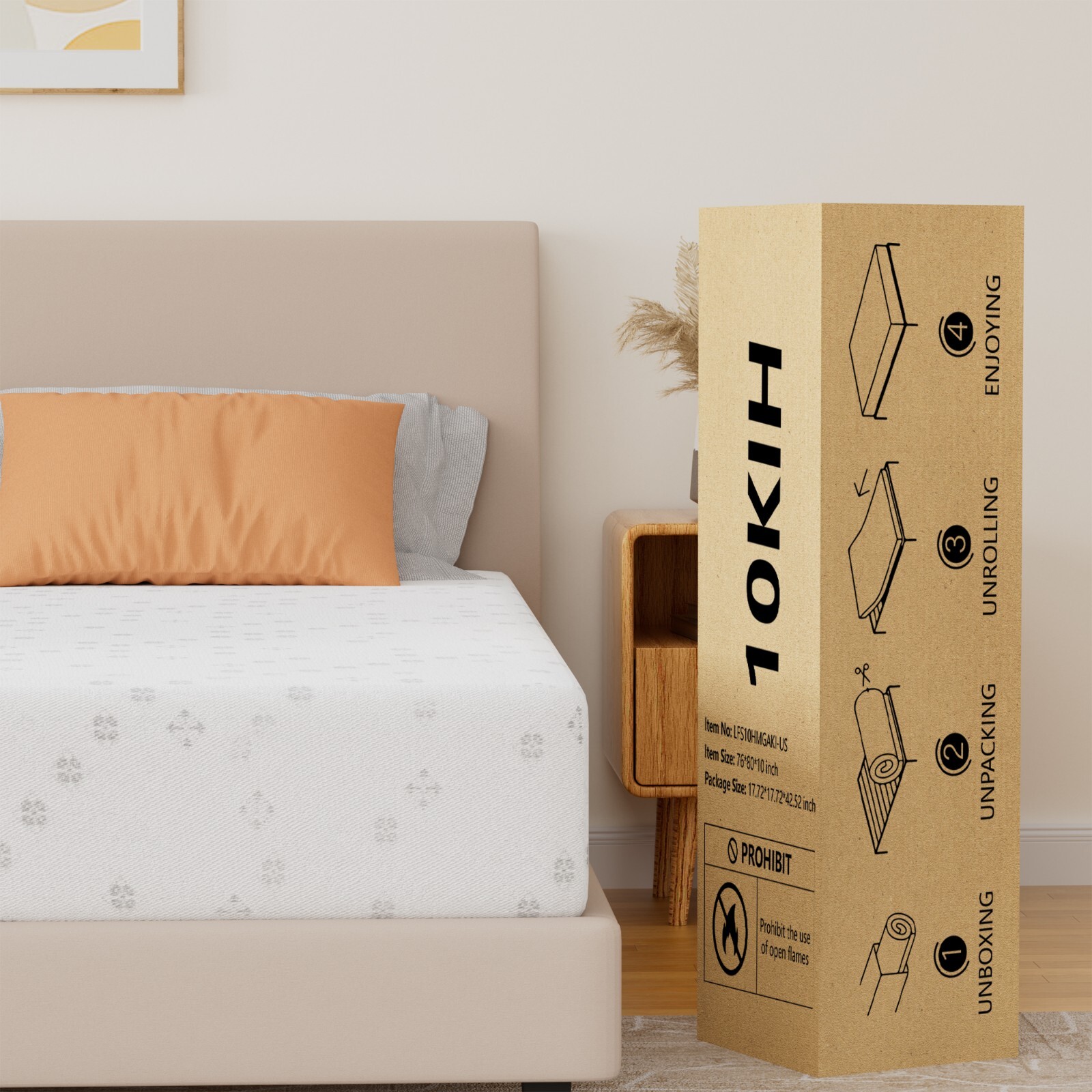 10″ Gel Memory Foam Mattress with Removable Cover Twin Full Queen King Mattress