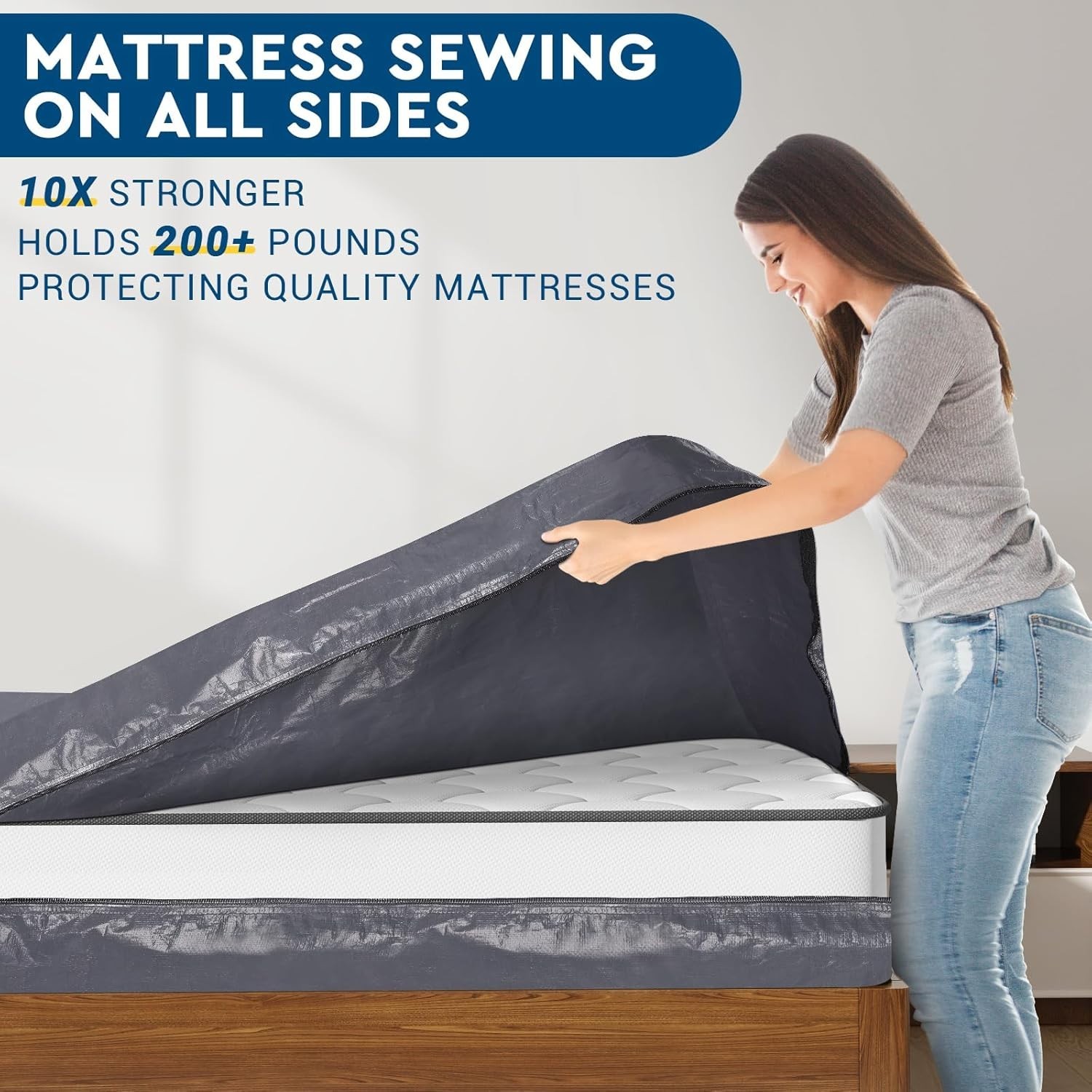 Heavy-Duty California King Mattress Bag – Waterproof & Reusable with 8 Handles