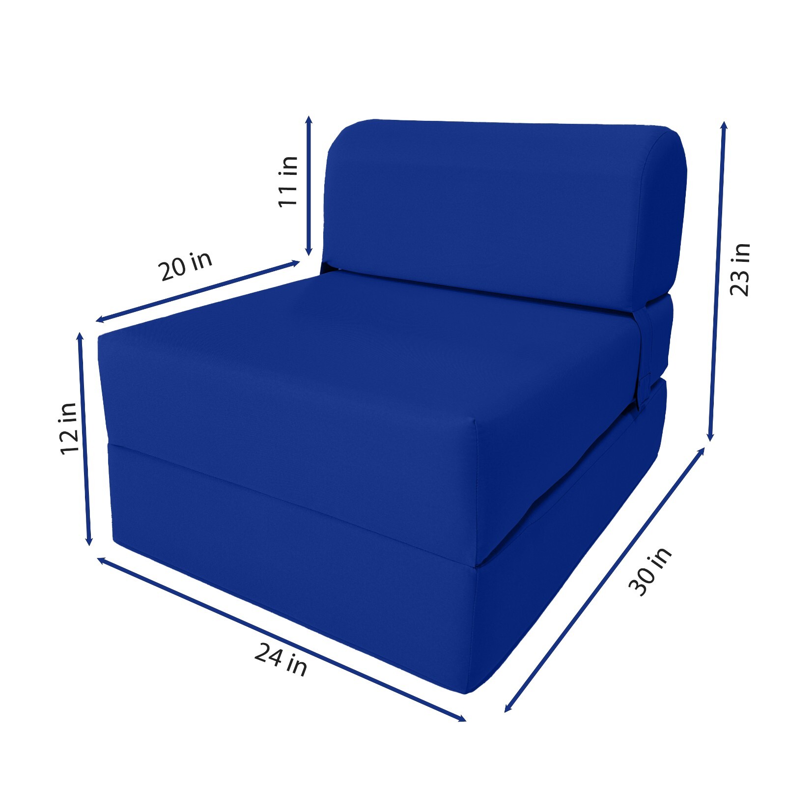 Royal Blue 6 x 24 x 70 Sleeper Chair Folding Foam Bed, Studio Sofa Beds, Couches