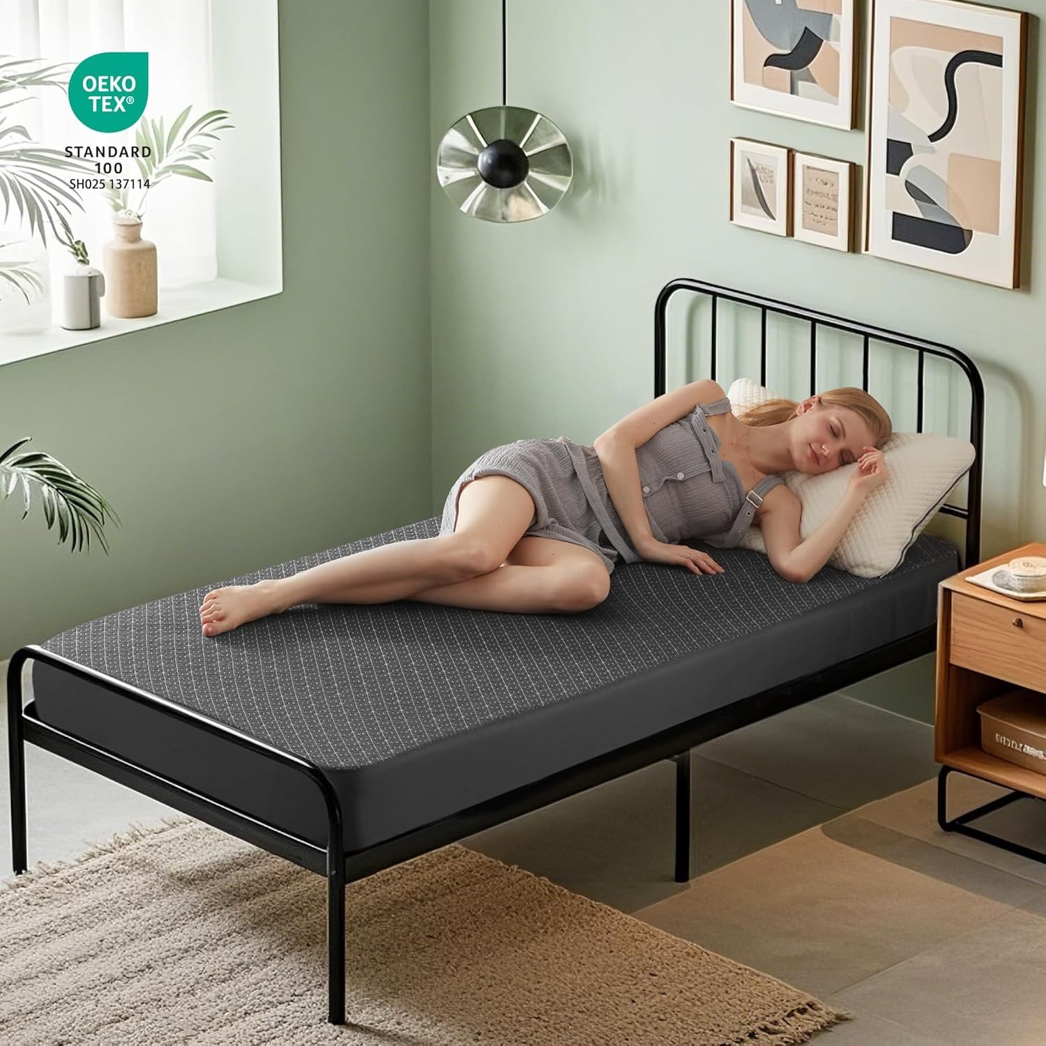 BEDLORE Waterproof Twin XL Mattress Protector, Noiseless XL, Dark Grey