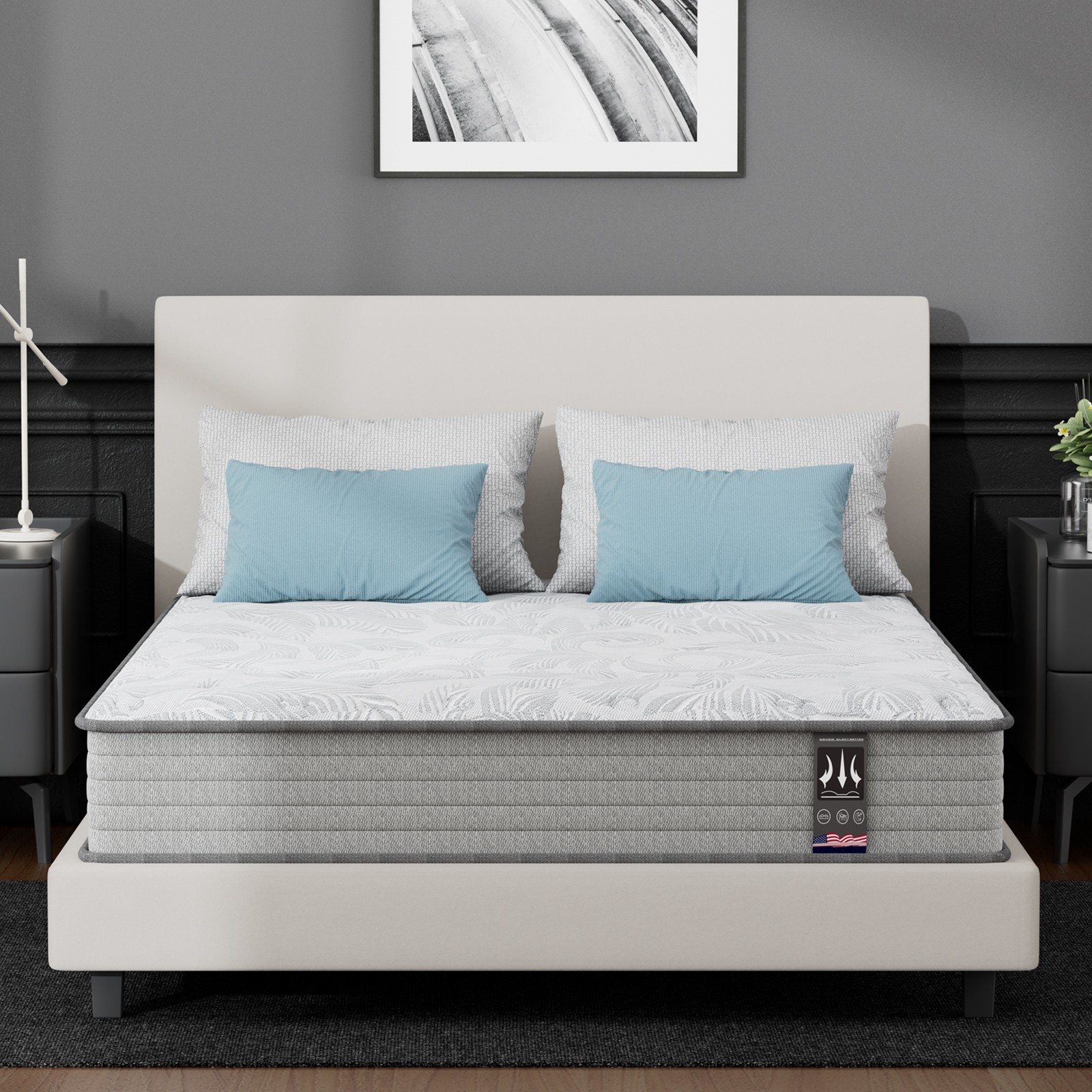 Hybrid Mattress 12/14” Medium Firm Full Queen King Memory Foam Bed in a Box