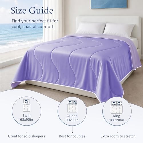 Queen 90″x90″ Cooling Blanket – Light Purple – Full Comforter