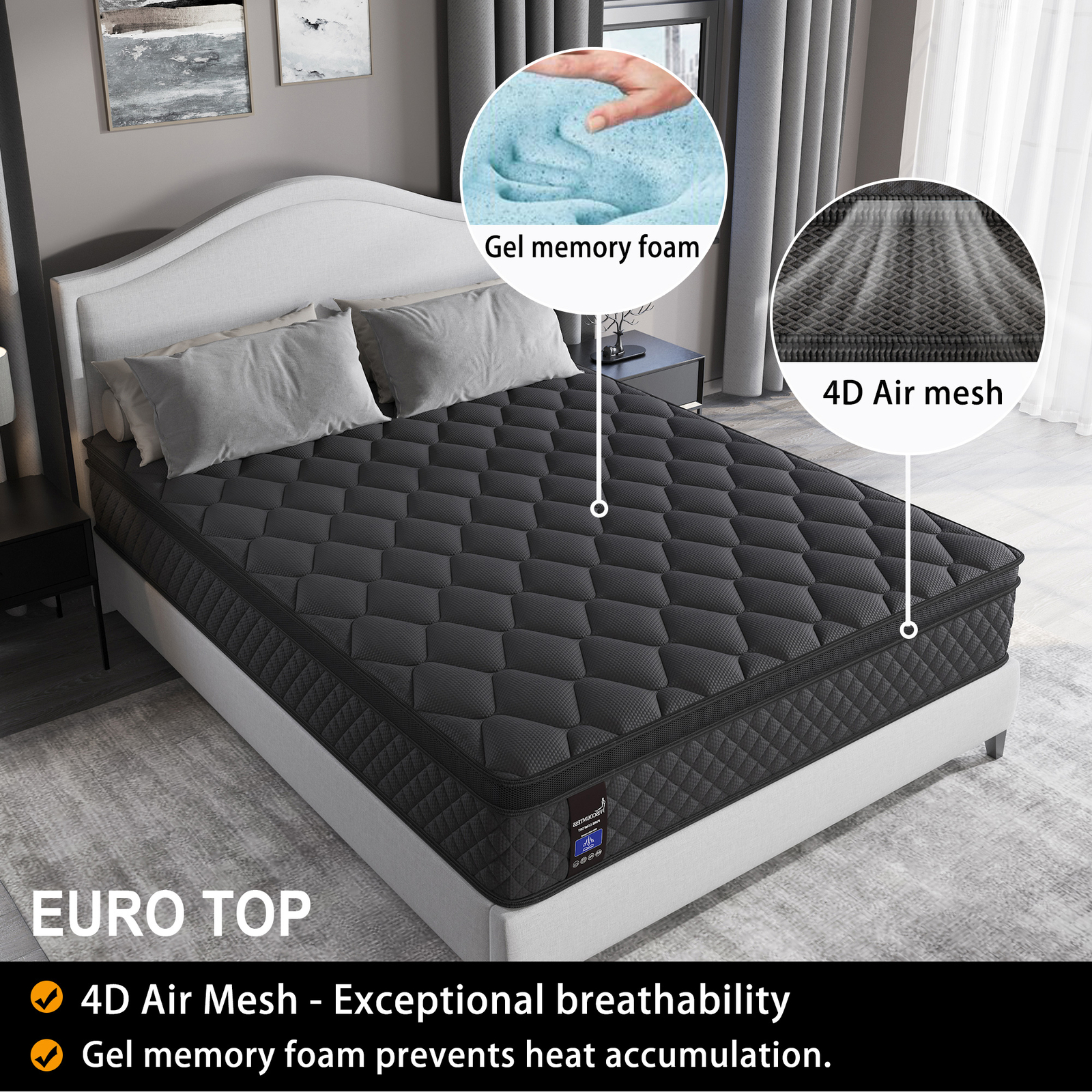 14″ Twin Full Queen King Size Mattress in a Box Hybrid Spring Gel Memory Foam
