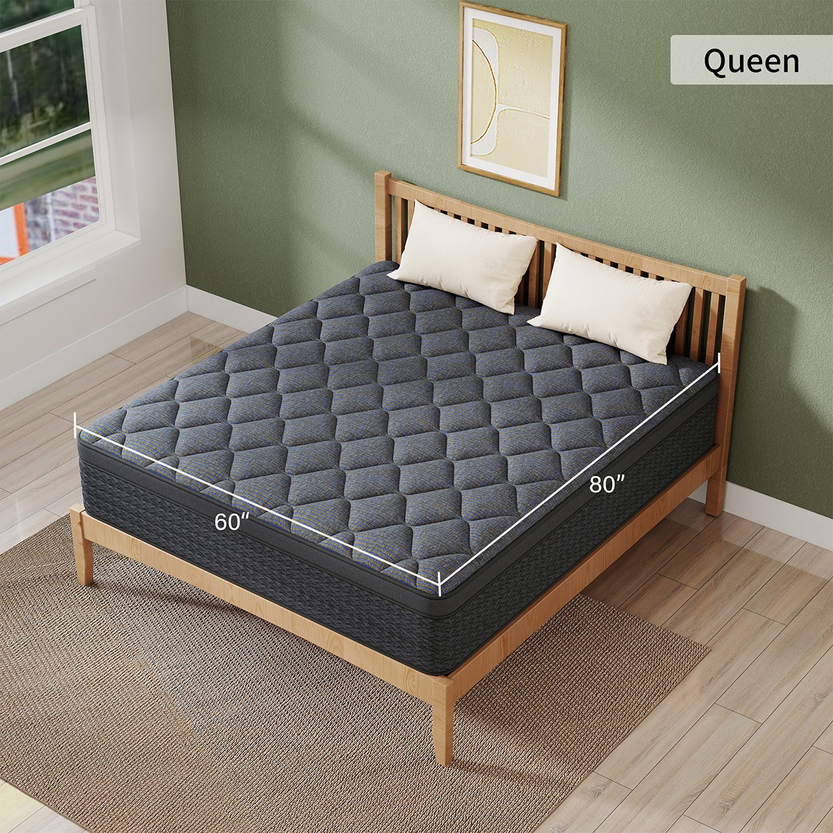12″ Queen Mattress in Box, Gel Memory Foam Hybrid Pocket Spring Medium Firm