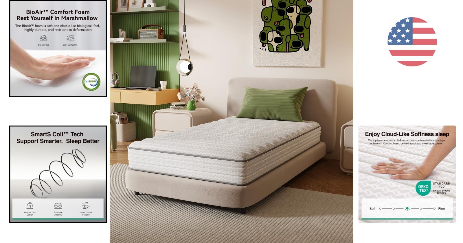 8 Inch Twin XL Mattress with SmartS Coil | Pressure Relief for Growing Bodies