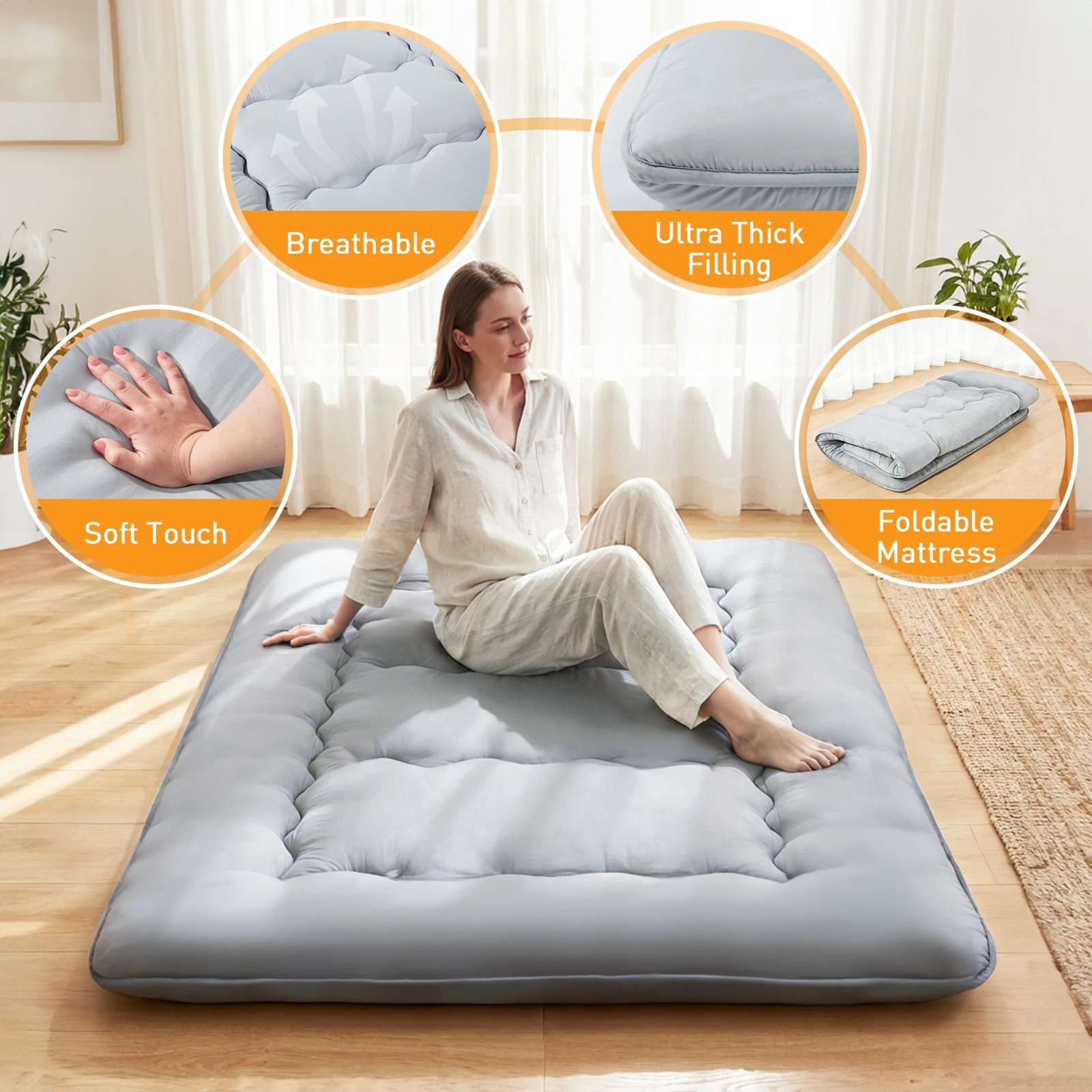4-Inch Memory Foam Foldable Mattress – Portable Floor Bed for Guests & Dorms