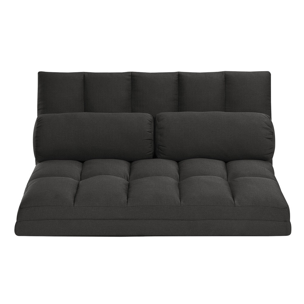 3 Fold Sofa Bed Folding Mattress with 2 Pillows Black High Density Foam Filling