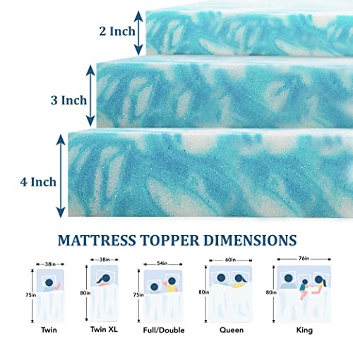 EGO Topper 2 Inch Queen Memory Foam Mattress Topper, Cooling Gel Foam Mattress