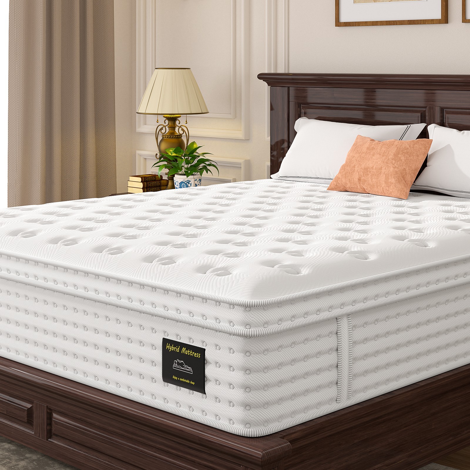 14” Hybrid Mattress – Queen, Memory Foam & Pocket Springs for Pressure Relief