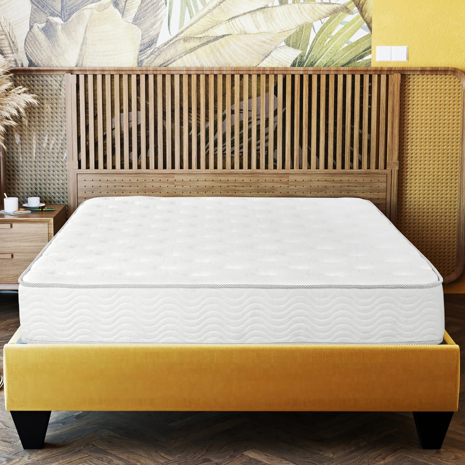 9″ Queen Size Pocket Spring Mattress in a Box, Premium Soft Foam Mattress, White