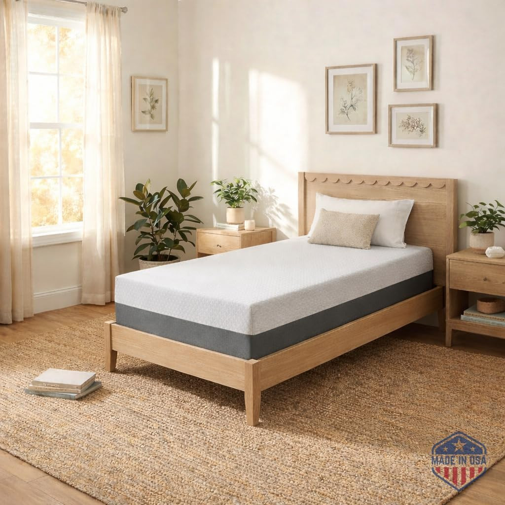 8 Inch Twin Mattress, Made in the USA, Certipur-Us®, Oeko-Tex®, and Fiberglass-F