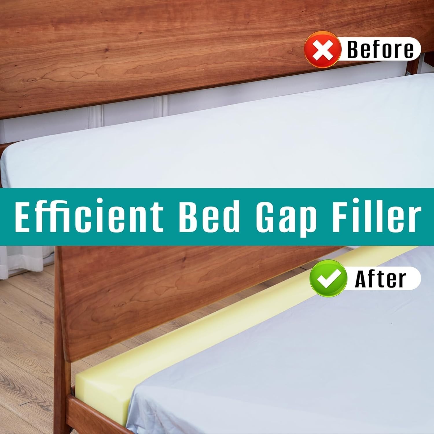 Bed Gap Filler for Twin/Full/Queen/King Mattress, 78” Extra Long High Densit…