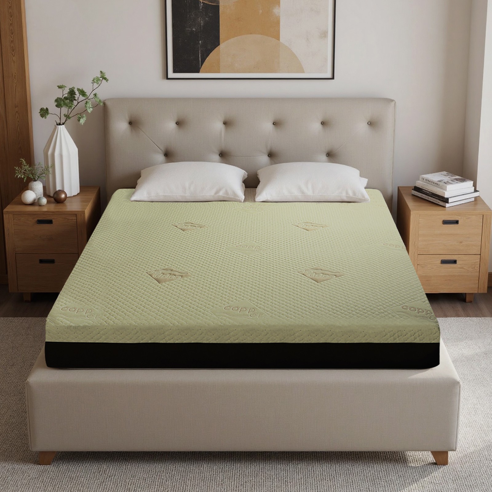 EGOHOME Queen Mattress 12 Inch Copper Cooling Gel Memory Foam for Back Pain