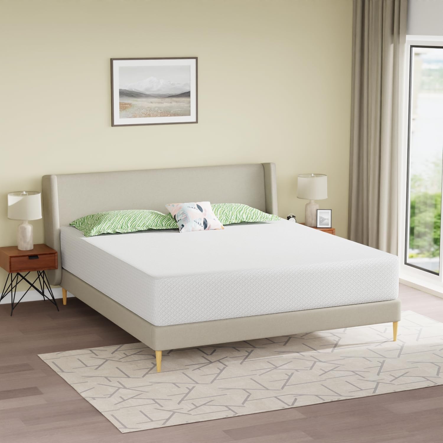 | 8 Inch Twin Mattress | Medium Firm | Gel Memory Foam Mattress | White | Bed in