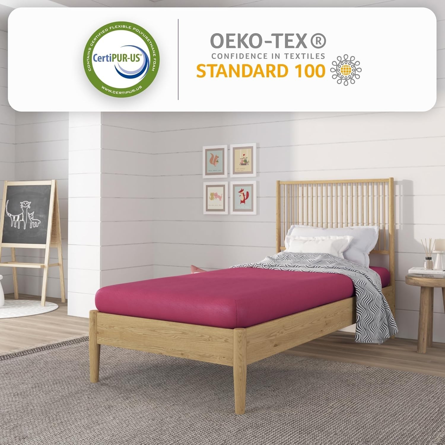 Soft Pink 5-Inch Twin Memory Foam Mattress – Hypoallergenic & Water Resistant