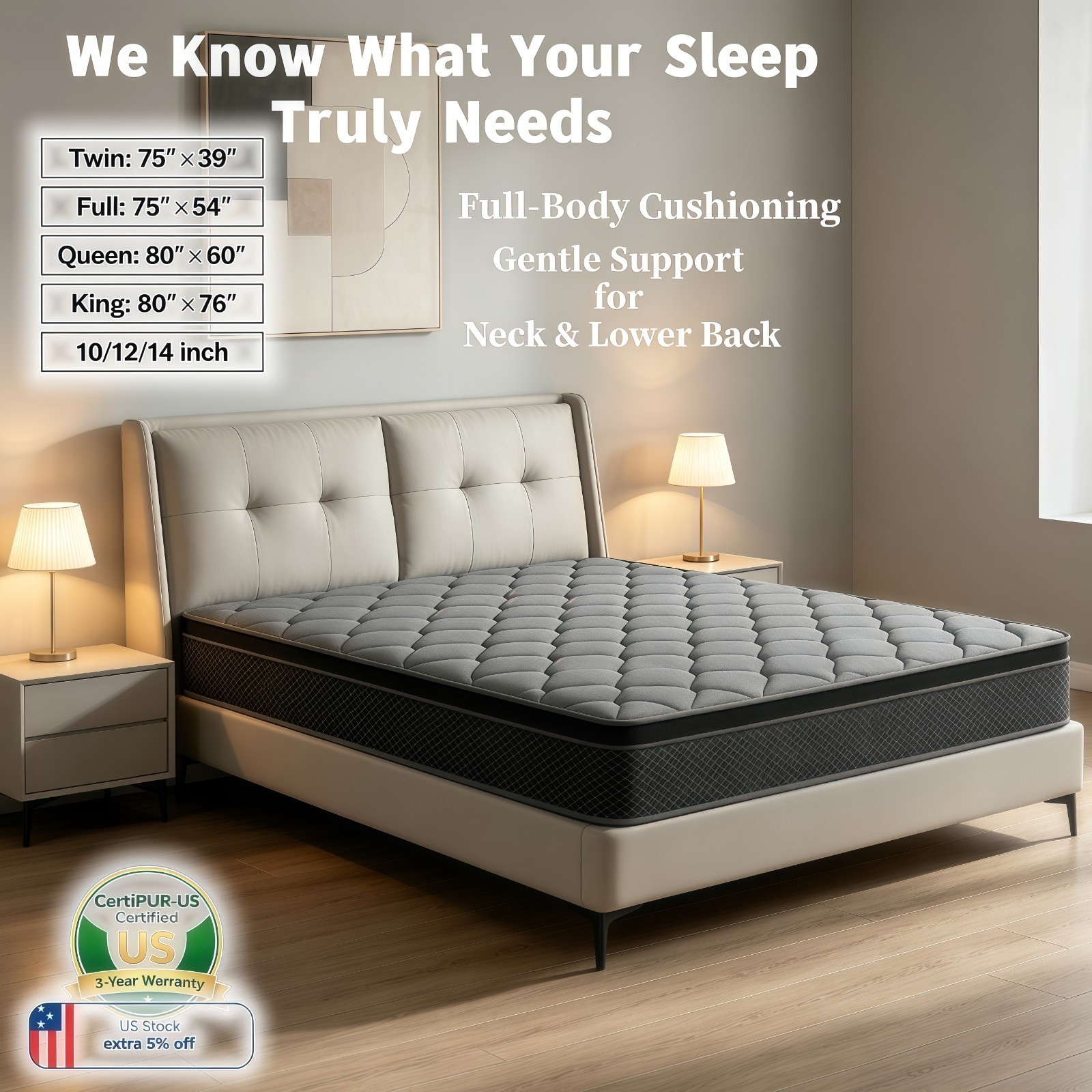 12/14”Memory Foam Hybrid Mattress Boxed Bed Mattress for All Sleeping Positions