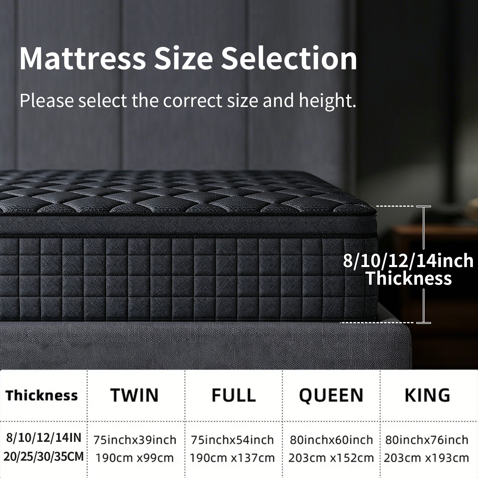 8″10″12″14″ Twin Full Queen King Size Mattress in a Box Hybrid Spring MemoryFoam