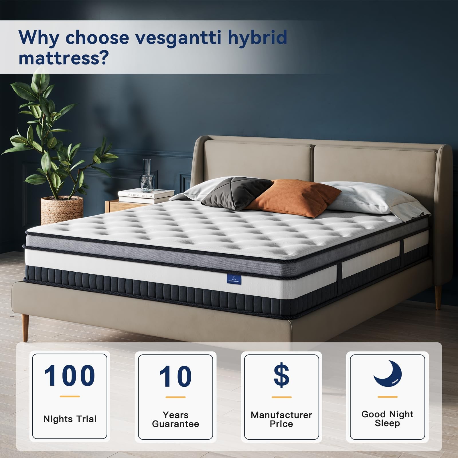 Twin Mattress 10 Inch Innerspring Multilayer Hybrid Single Mattress – Ergonom…
