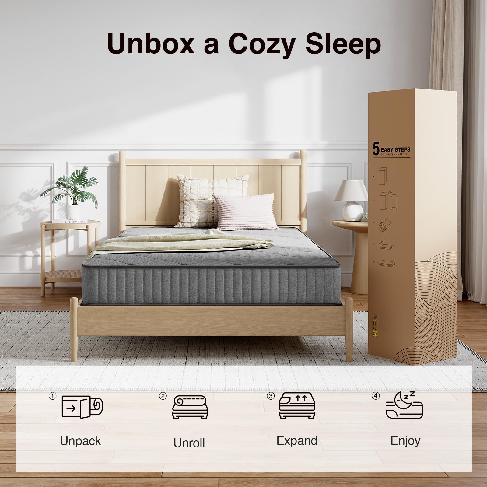 6 Inch Twin Mattress, Hybrid Mattress Twin in a Box with Bonnell Spring & Gel…