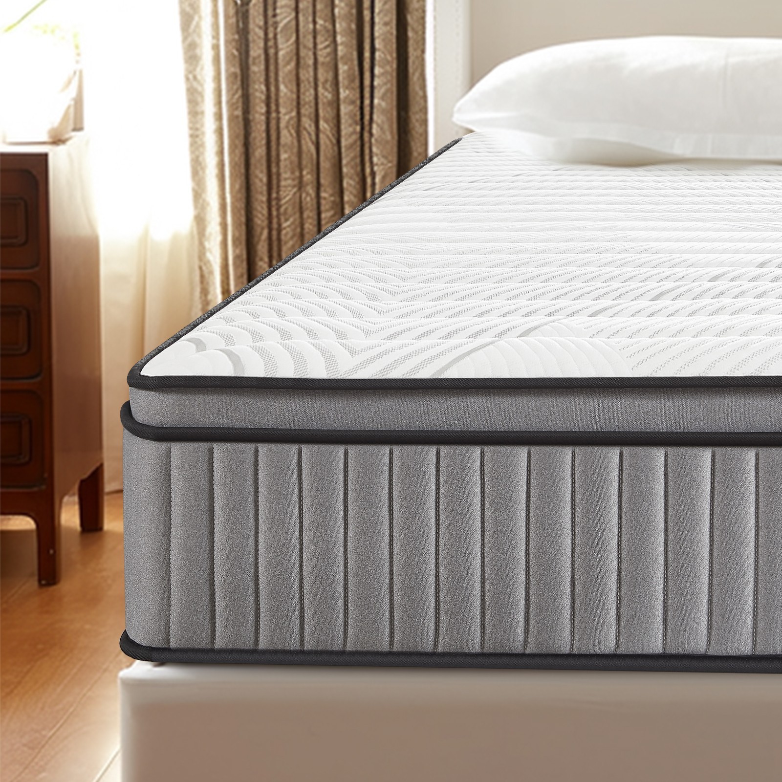 10/12 Inch Gel Memory Foam and Innerspring Hybrid Mattress in a Box Medium Firm
