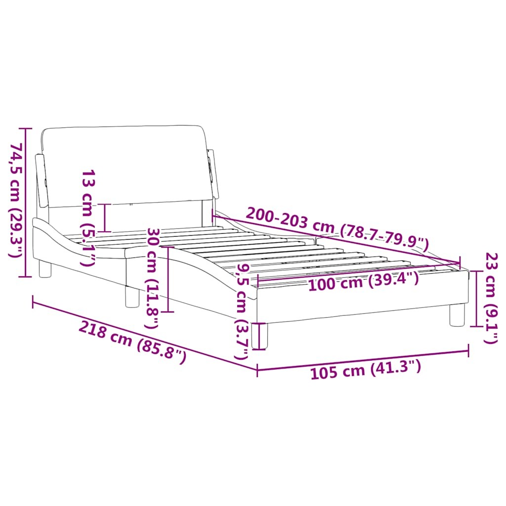 Bed Frame “Dover” Dark Gray 39.4″x79.9″ Twin XL Velvet vidaXL