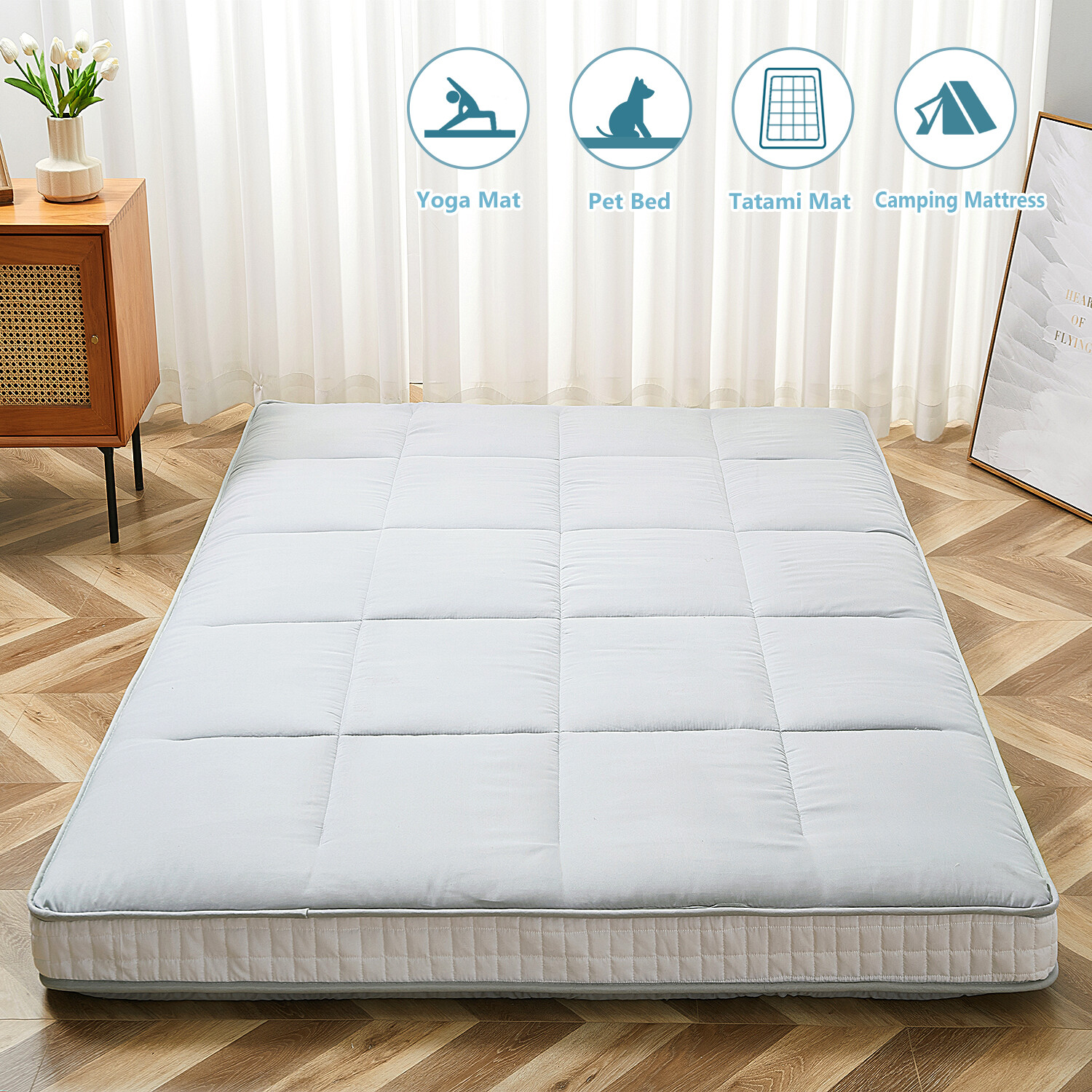 Futon Floor Mattress Japanese Traditional Shiki Futon Full Size Thicken Mat Pad