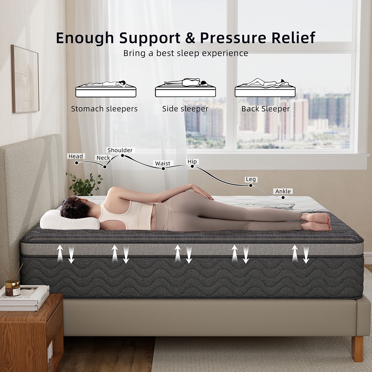 12 Inch Full Queen King Size Mattress Medium Firm Soft Memory Foam Hybrid Spring
