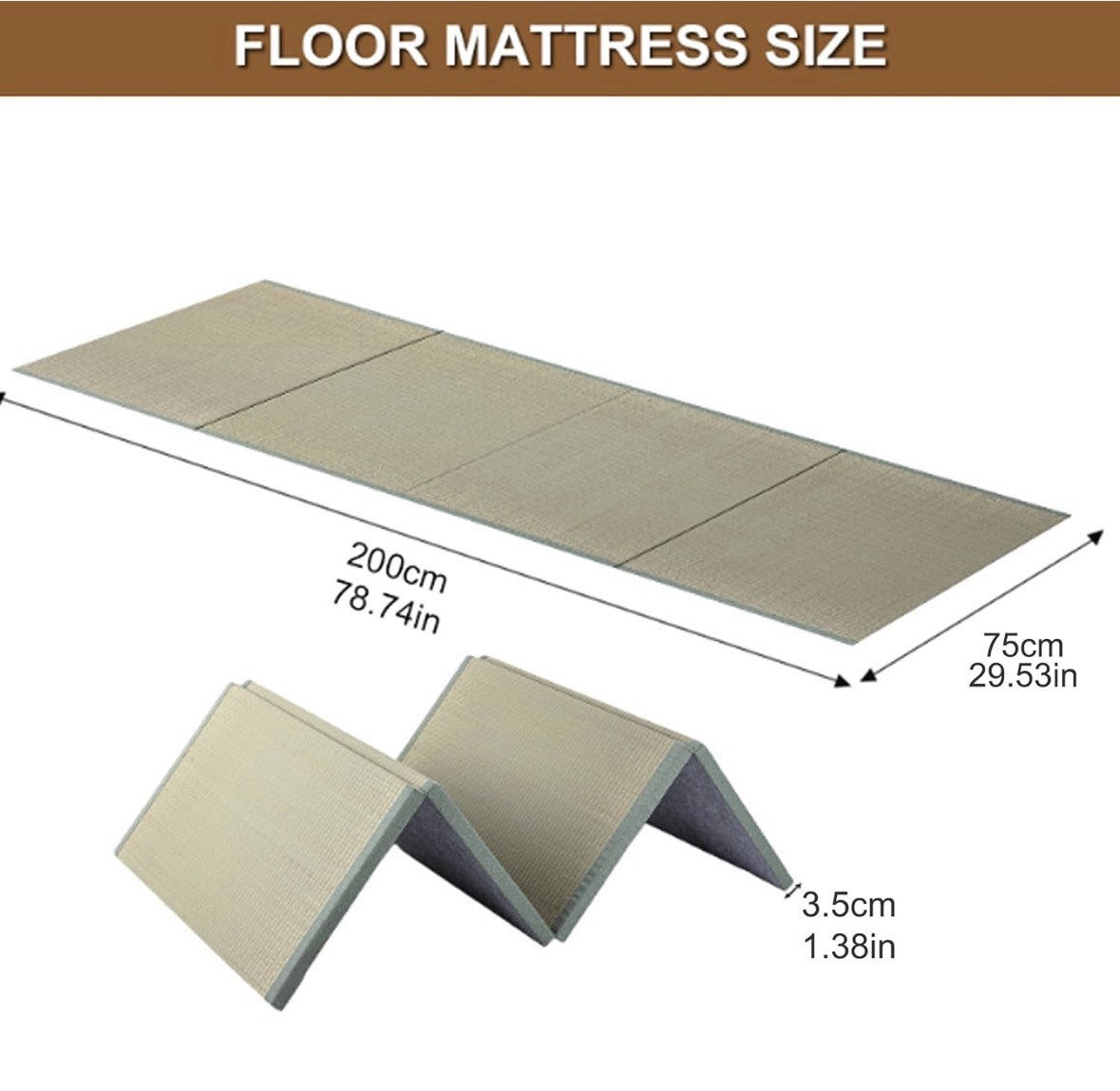Japanese Traditional Tatami Mattress Igusa (Rush Grass) Foldable Summer Mattress