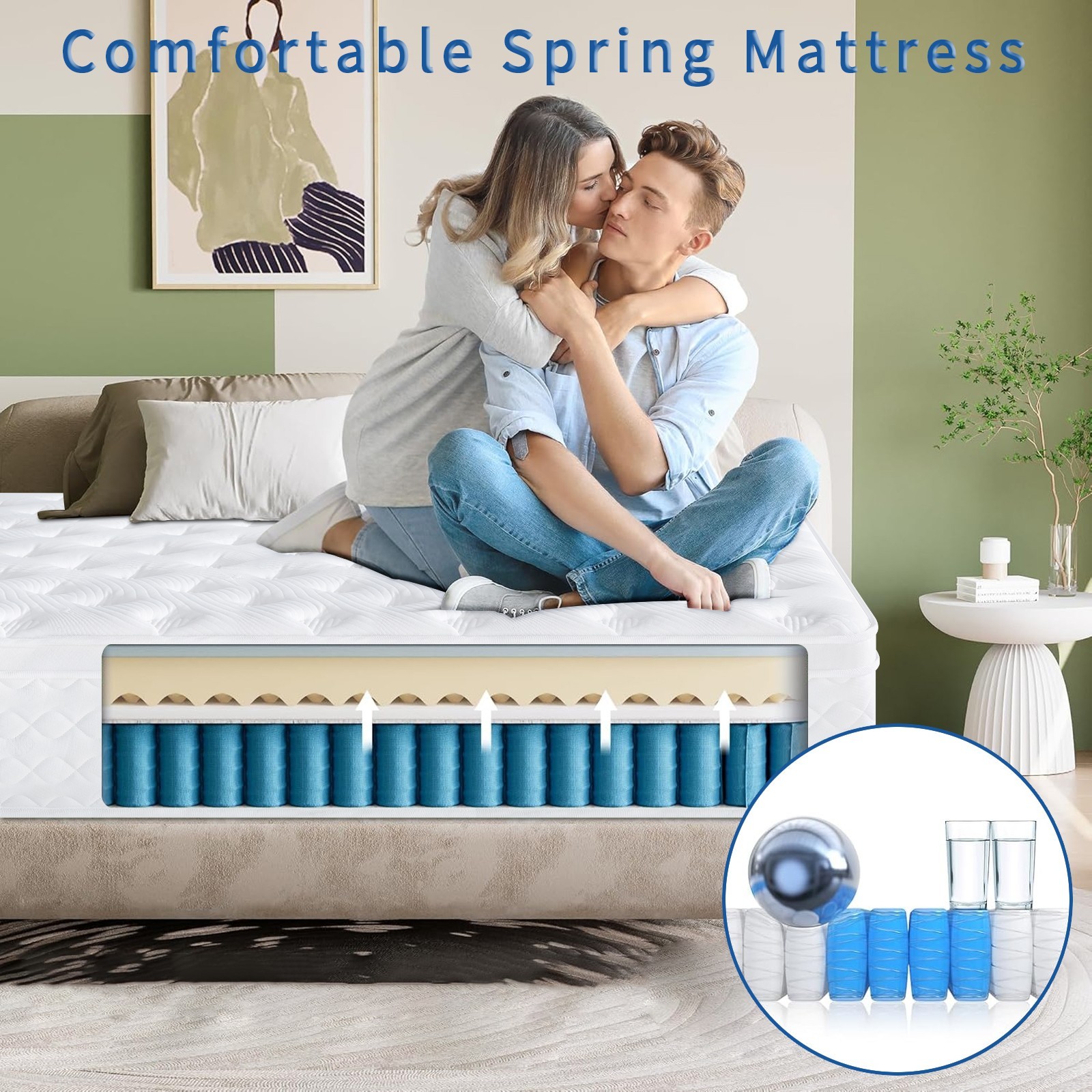 10″ 12″ Hybrid Mattress-Gel Memory Foam with Springs, Twin Full Queen King Size