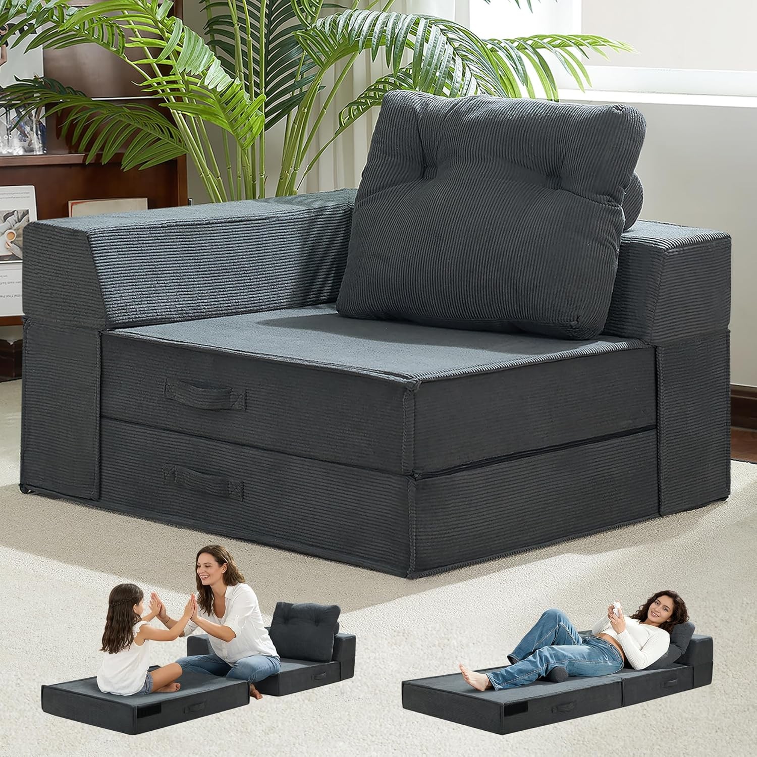 Folding Sofa Bed, 4 in 1 Convertible Sleeper Chair with Pillow, Standard