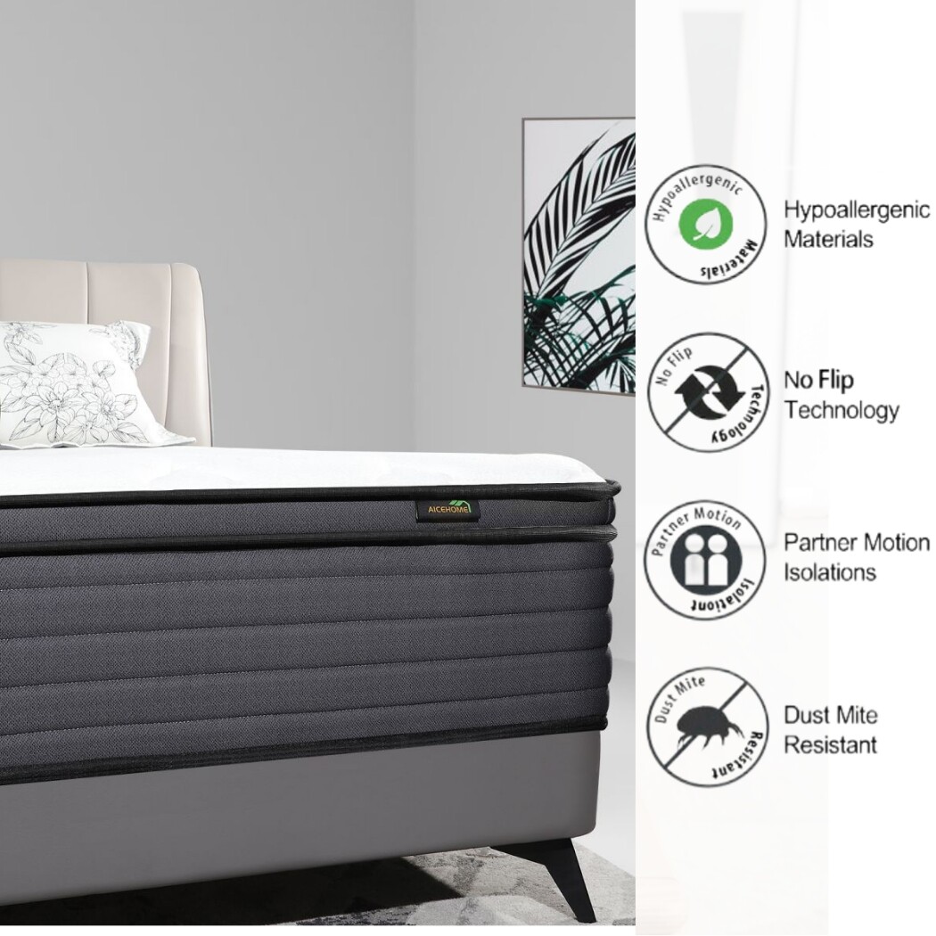 AICEHOME 10/12/14 Inch Luxury Mattress Twin Full Queen King Mattresses 7 Zone