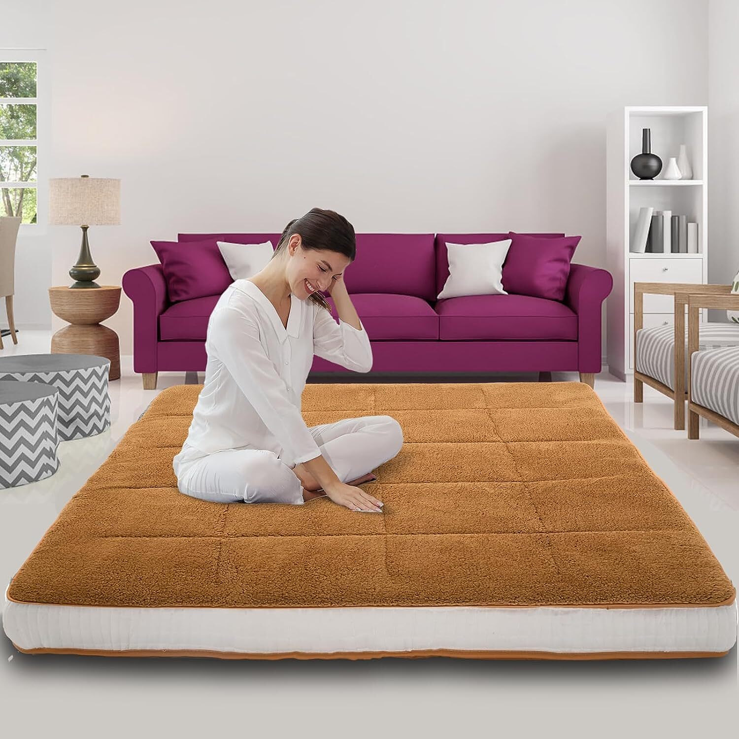4″ Fold Sleep Floor Mat Single Bed Memory Foam Topper Camping Guest Mattress